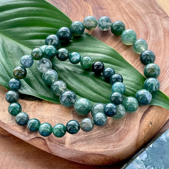 Lily Rose Jewelry Bracelets Moss Agate Mother Gaia Growth Abundance 10mm Stretch Bracelet
