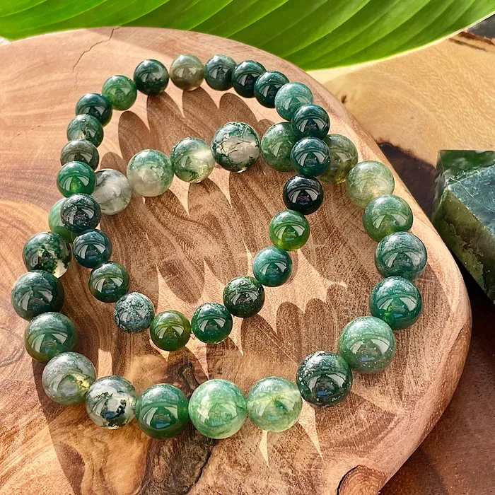 Lily Rose Jewelry Bracelets Moss Agate Mother Gaia Growth Abundance 10mm Stretch Bracelet