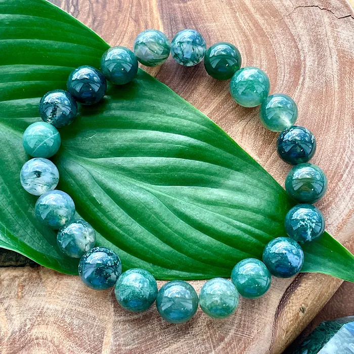 Lily Rose Jewelry Bracelets Moss Agate Mother Gaia Growth Abundance 10mm Stretch Bracelet