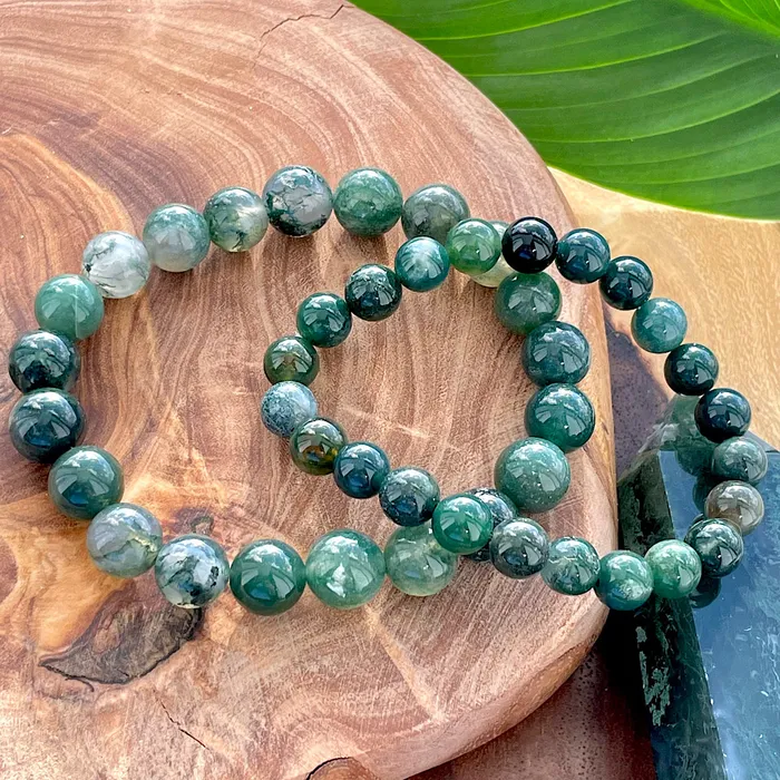 Lily Rose Jewelry Bracelets Moss Agate Mother Gaia Growth Abundance 10mm Stretch Bracelet