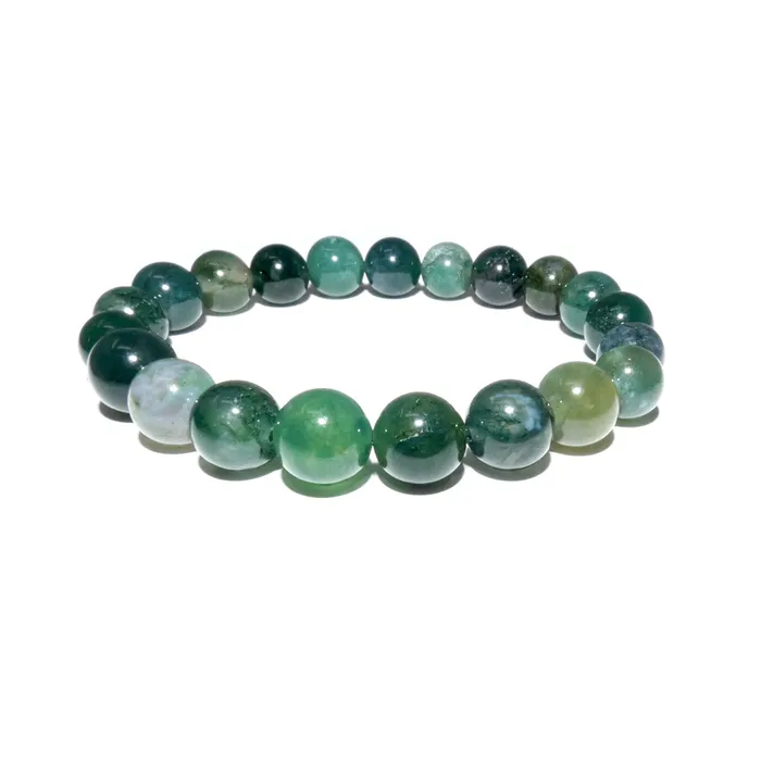 Lily Rose Jewelry Bracelets Moss Agate Mother Gaia Growth Abundance 10mm Stretch Bracelet