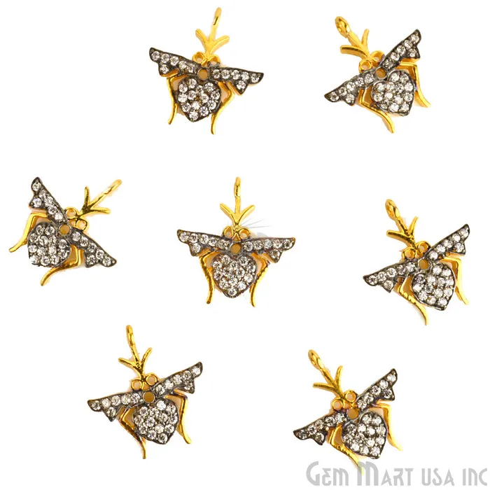 Mosquito CZ Pave Gold Vermeil Charm for Bracelet Pendants GemmartUSA Bracelets Mosquito CZ Pave Gold Vermeil Charm for Bracelet Pendants GemmartUSA Bracelets