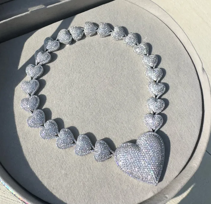 Necklaces Bubble Heart Necklace with Center Heart CharmBox