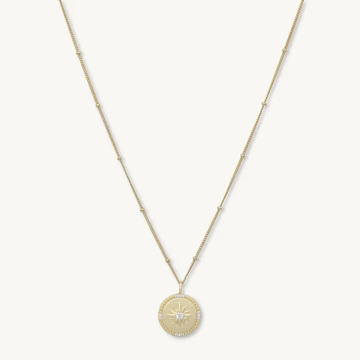 Necklaces Camile Stone Celestial Sun Medallion Disc Necklace