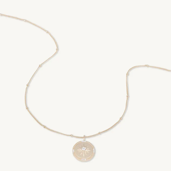 Necklaces Camile Stone Celestial Sun Medallion Disc Necklace