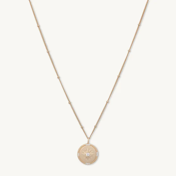 Necklaces Camile Stone Celestial Sun Medallion Disc Necklace
