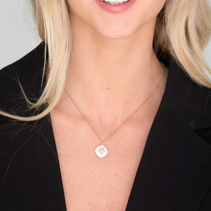 Necklaces Camile Stone Celestial Sun Medallion Disc Necklace