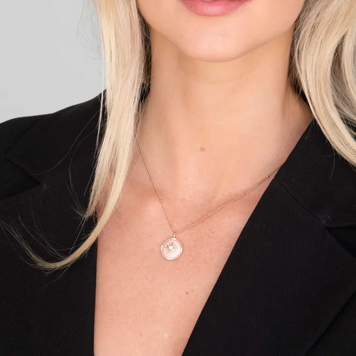 Necklaces Camile Stone Celestial Sun Medallion Disc Necklace