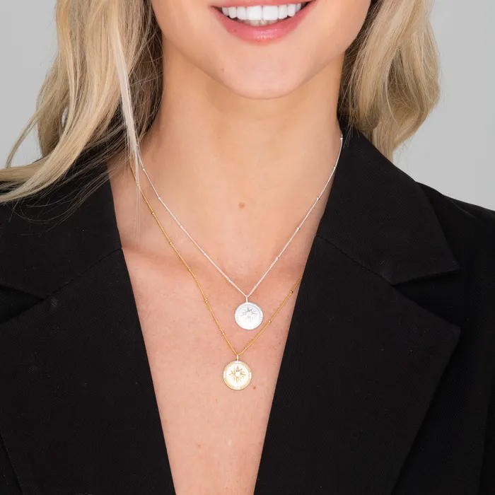 Necklaces Camile Stone Celestial Sun Medallion Disc Necklace