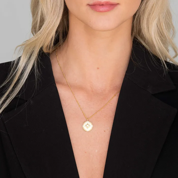 Necklaces Camile Stone Celestial Sun Medallion Disc Necklace