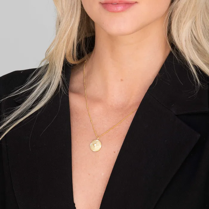 Necklaces Camile Stone Celestial Sun Medallion Disc Necklace