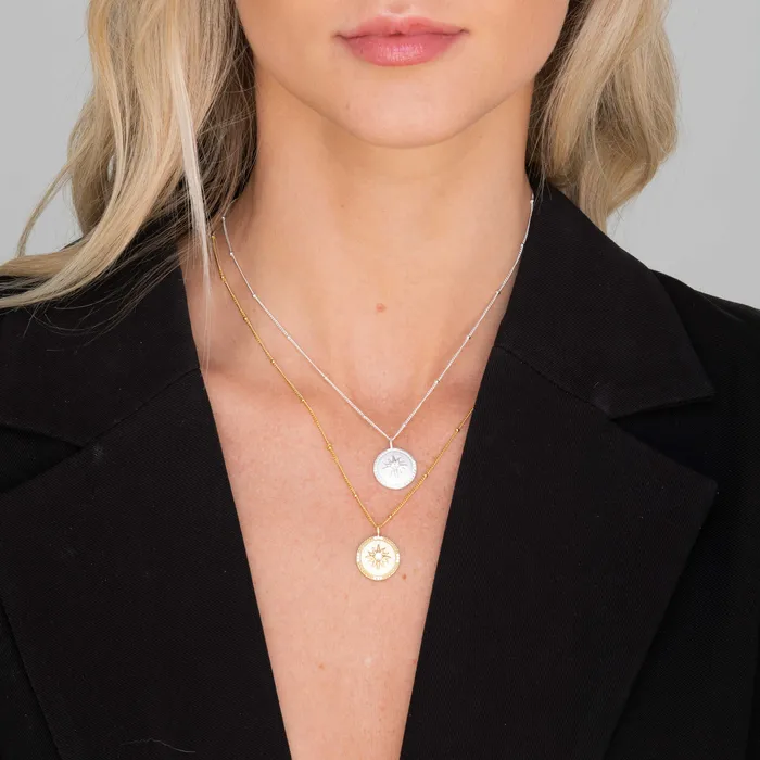 Necklaces Camile Stone Celestial Sun Medallion Disc Necklace