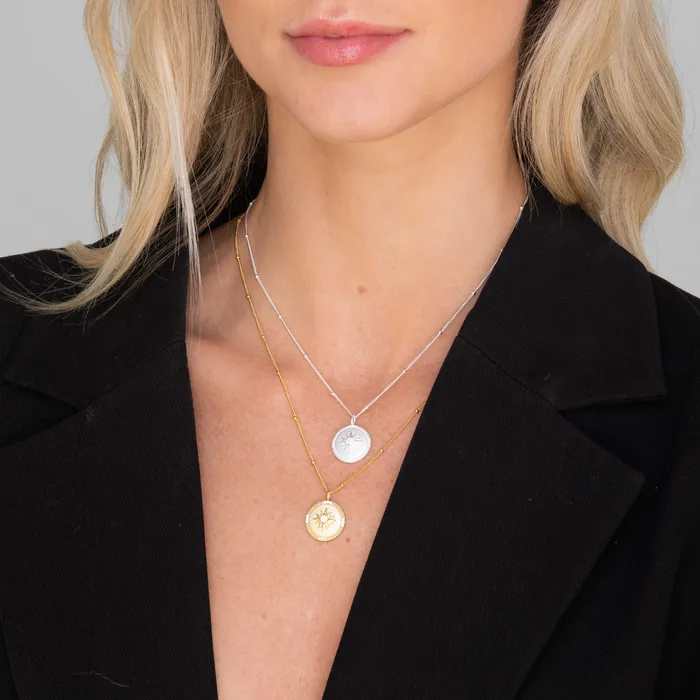 Necklaces Camile Stone Celestial Sun Medallion Disc Necklace