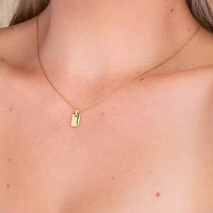 Necklaces Camile Stone Script Initial Letter Engraved Sapphire Tag Pendant
