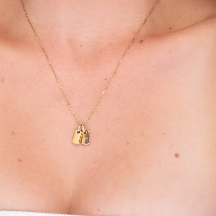 Necklaces Camile Stone Script Initial Letter Engraved Sapphire Tag Pendant