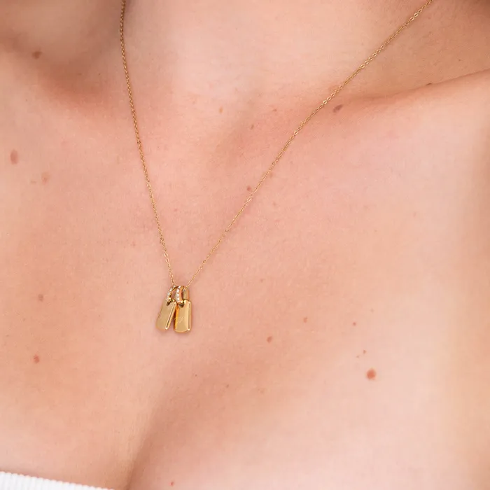 Necklaces Camile Stone Script Initial Letter Engraved Sapphire Tag Pendant