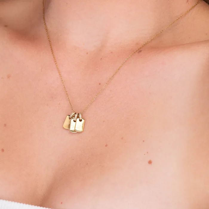 Necklaces Camile Stone Script Initial Letter Engraved Sapphire Tag Pendant