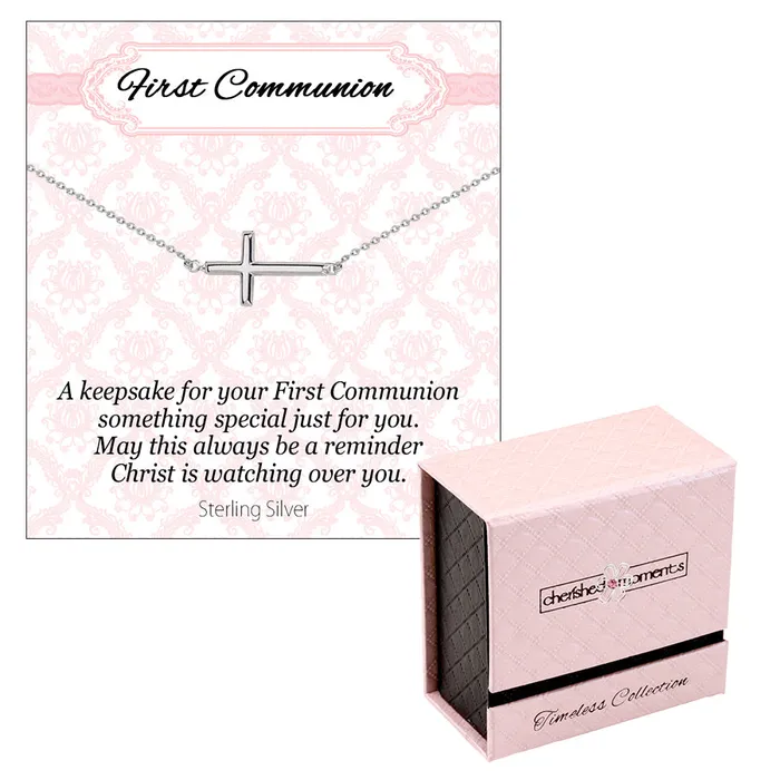Necklaces Cherished Moments Timeless First Communion Gift For Girls Sideways Cross Necklace Necklaces Cherished Moments Timeless First Communion Gift For Girls Sideways Cross Necklace