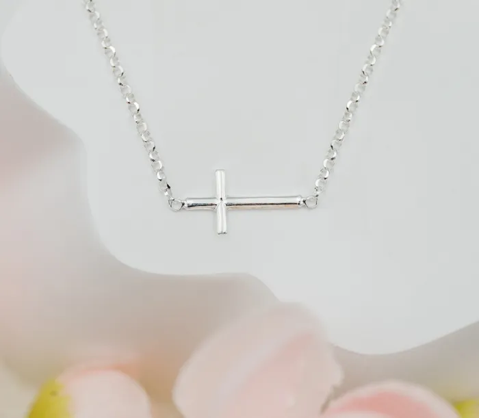 Necklaces Cherished Moments Timeless First Communion Gift For Girls Sideways Cross Necklace
