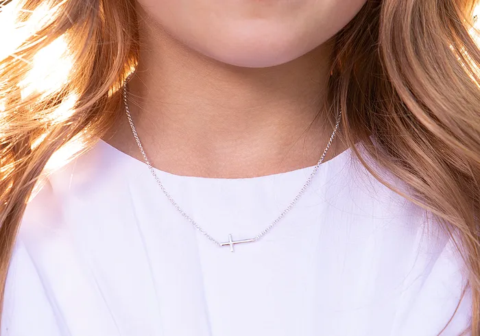 Necklaces Cherished Moments Timeless First Communion Gift For Girls Sideways Cross Necklace