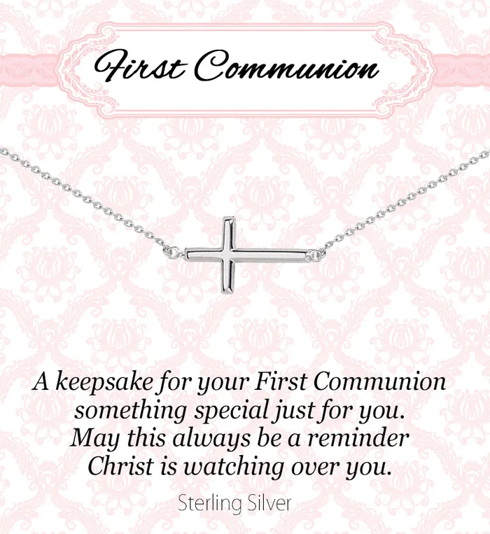 Necklaces Cherished Moments Timeless First Communion Gift For Girls Sideways Cross Necklace
