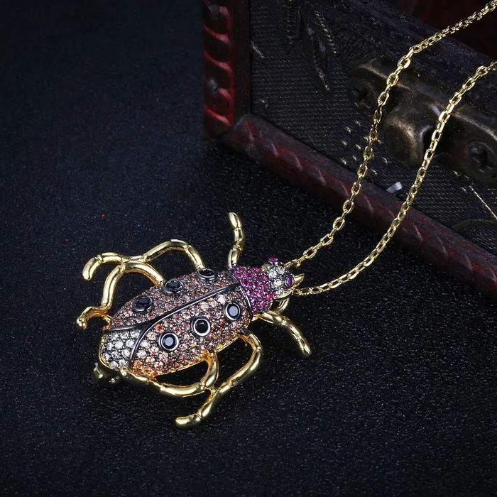 Necklaces customjewelryan Animal Pendants Necklace Beetle Cockroach Insect Pendant Jewelry Gift for Women Gold brooch Necklace