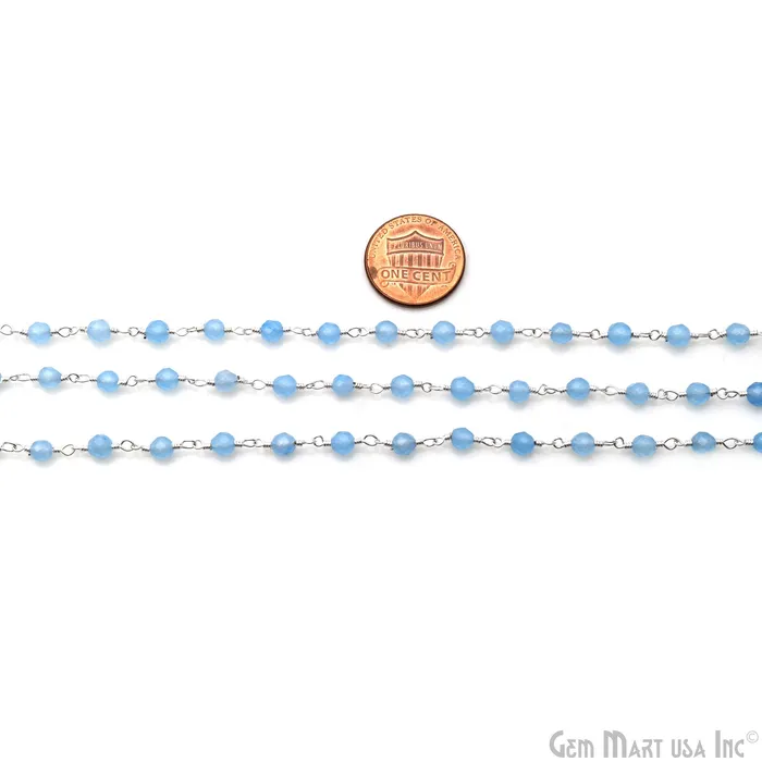 Necklaces GemMartUSA Light Blue Jade Faceted Beads 4mm Silver Plated Wire Wrapped Rosary Chain Necklaces GemMartUSA Light Blue Jade Faceted Beads 4mm Silver Plated Wire Wrapped Rosary Chain