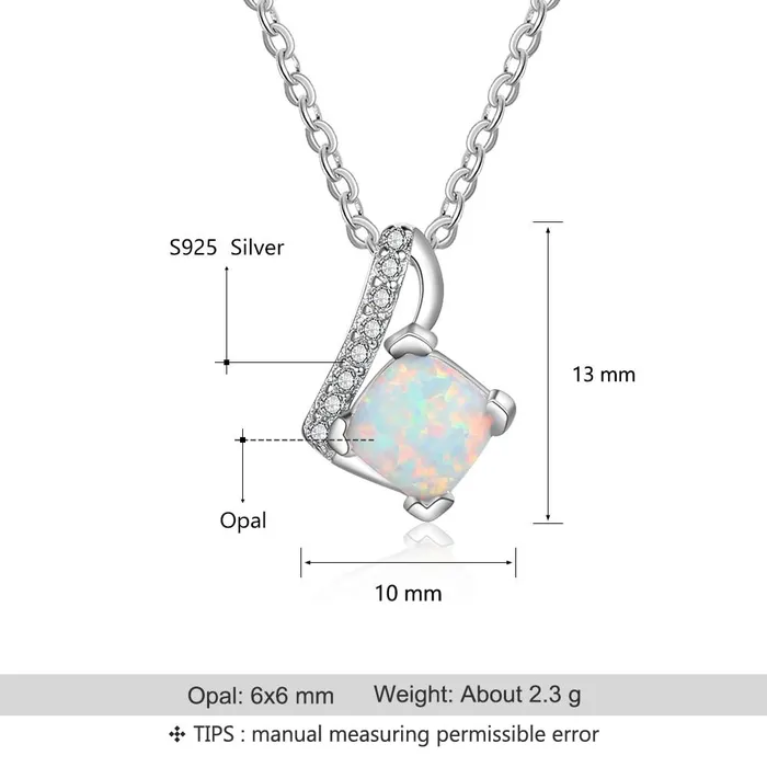 Necklaces Personalized Jewel Women 925 Sterling Silver Necklace with Office Lady Style Opal Stone Pendant Party Jewelry