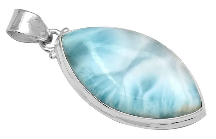 Necklaces YoTreasure Larimar 2 Long 925 Solid Sterling Silver Pendant With 18 Chain