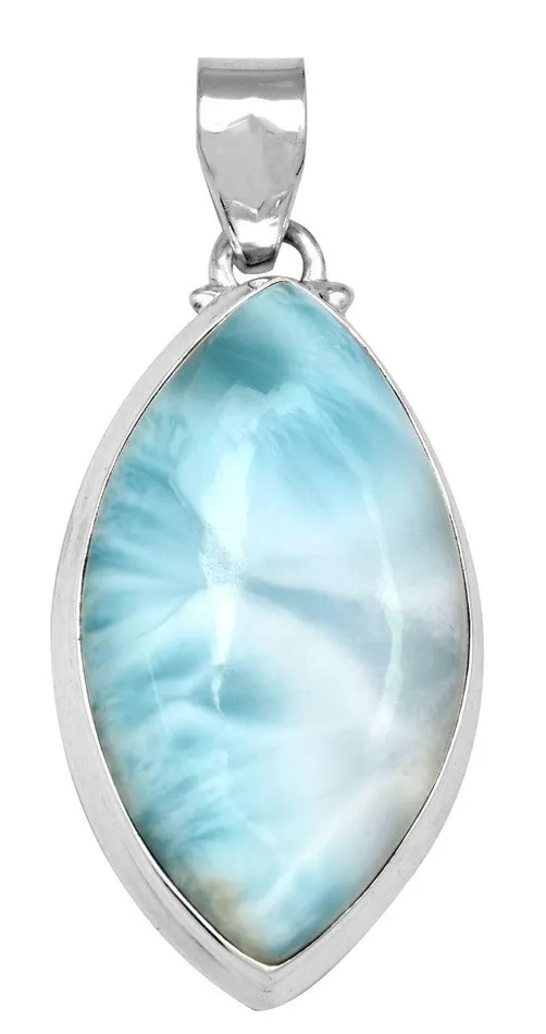 Necklaces YoTreasure Larimar 2 Long 925 Solid Sterling Silver Pendant With 18 Chain