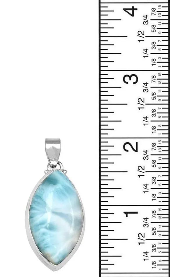 Necklaces YoTreasure Larimar 2 Long 925 Solid Sterling Silver Pendant With 18 Chain