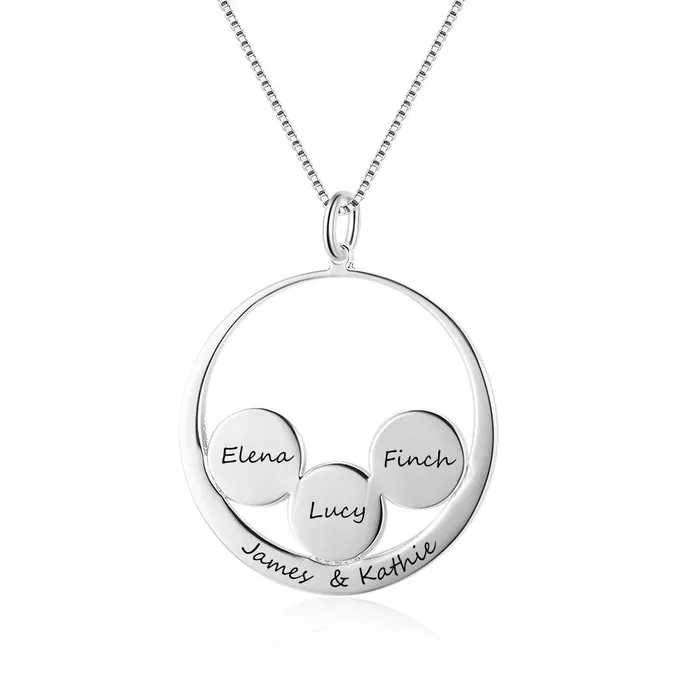 Personalized 925 Sterling Silver Name Necklace 3 Round Together in a Circle Pendant Trendy Womens Jewelry Personalized Jewel Necklaces Personalized 925 Sterling Silver Name Necklace 3 Round Together in a Circle Pendant Trendy Womens Jewelry Personalized Jewel Necklaces