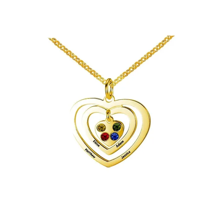 Personalized Jewel Necklaces Personalized 925 Sterling Silver Hollow Heart Necklace Four Name Four Birthstone Engraved Heart Pendant Jewelry Gift for Her Personalized Jewel Necklaces Personalized 925 Sterling Silver Hollow Heart Necklace Four Name Four Birthstone Engraved Heart Pendant Jewelry Gift for Her