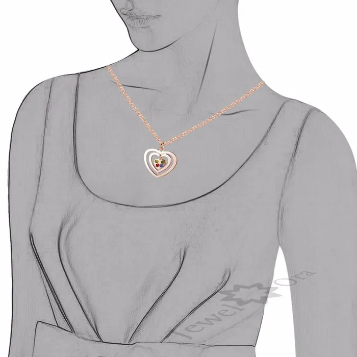 Personalized Jewel Necklaces Personalized 925 Sterling Silver Hollow Heart Necklace Four Name Four Birthstone Engraved Heart Pendant Jewelry Gift for Her