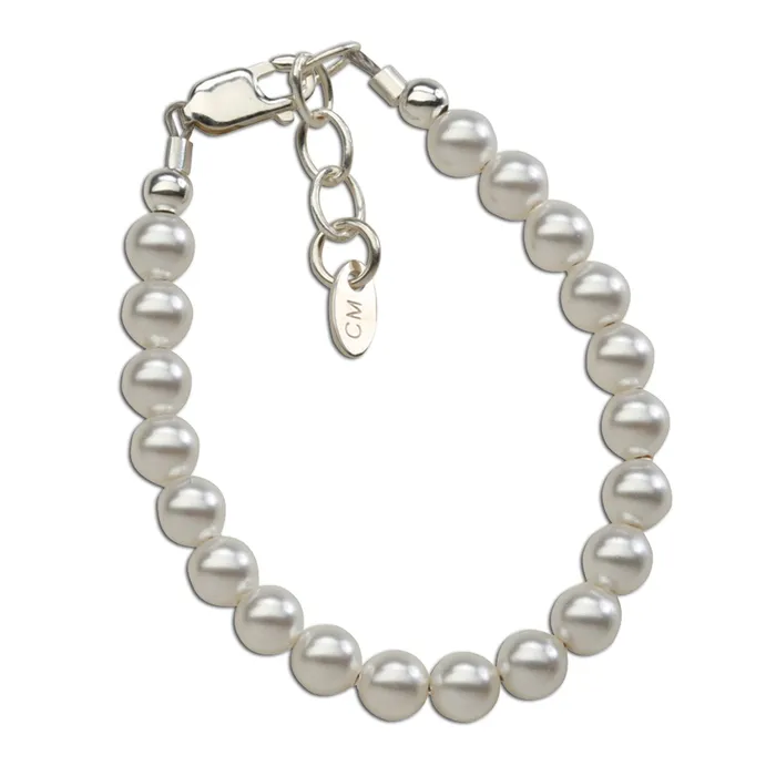 Sterling Silver Simulated Pearl Baby Bracelet for Kids Cherished Moments Bracelets Sterling Silver Simulated Pearl Baby Bracelet for Kids Cherished Moments Bracelets