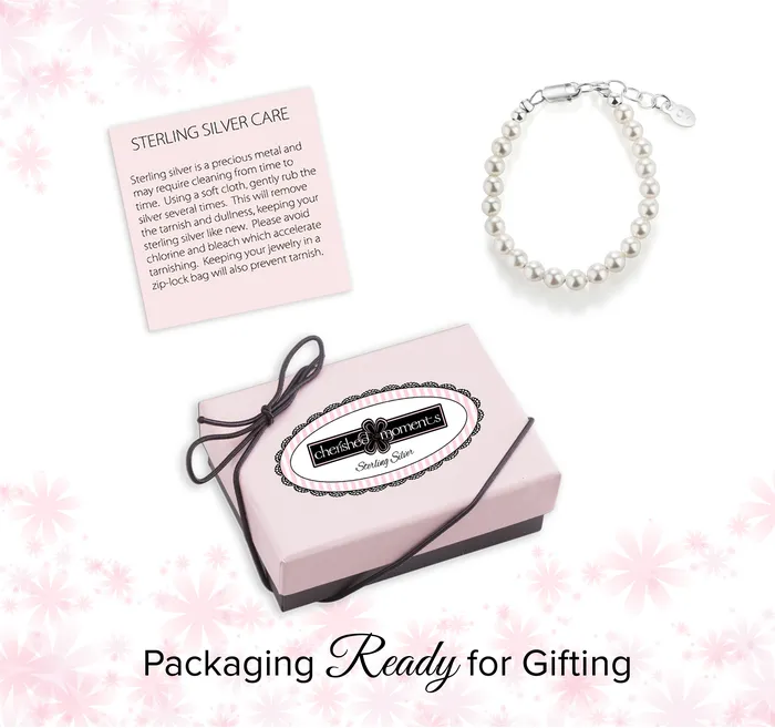 Sterling Silver Simulated Pearl Baby Bracelet for Kids Cherished Moments Bracelets