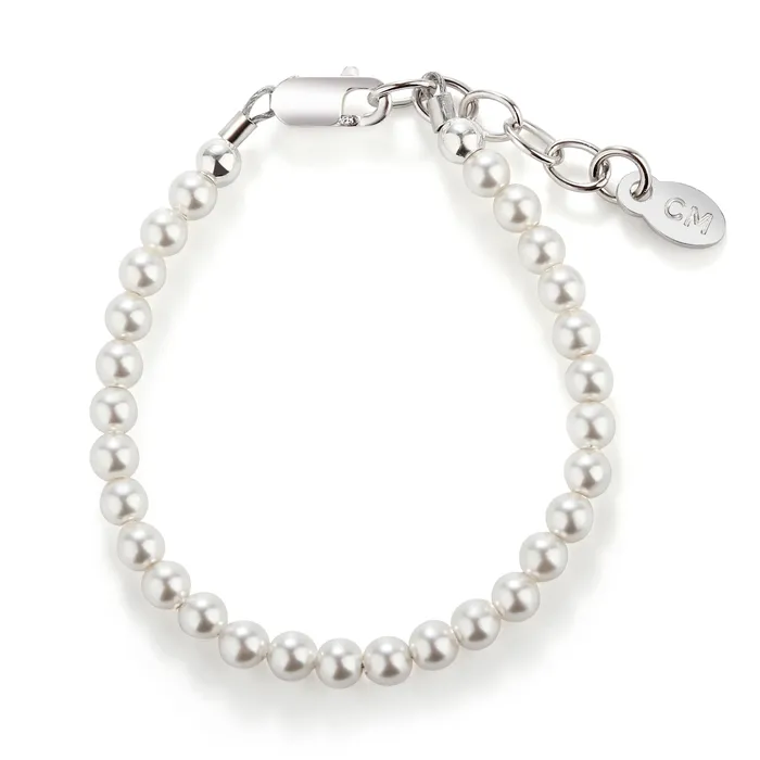 Sterling Silver Simulated Pearl Baby Bracelet for Kids Cherished Moments Bracelets