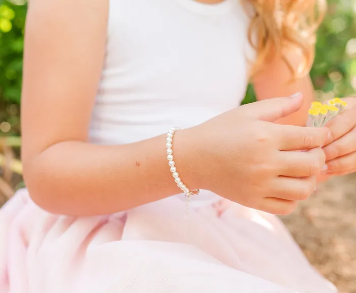 Sterling Silver Simulated Pearl Baby Bracelet for Kids Cherished Moments Bracelets