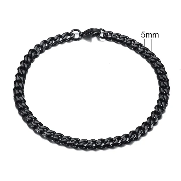Sweet T 52 Wide Curb Cuban Basic 357911mm Chain Link Bracelets for MenWomen Anti Allergy Stainless Steel Wrist Wear Bracelets
