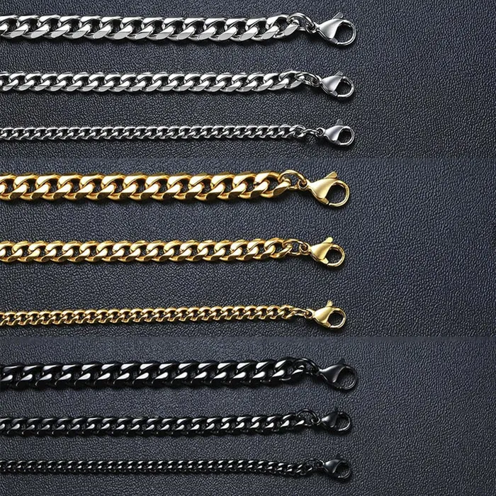 Sweet T 52 Wide Curb Cuban Basic 357911mm Chain Link Bracelets for MenWomen Anti Allergy Stainless Steel Wrist Wear Bracelets