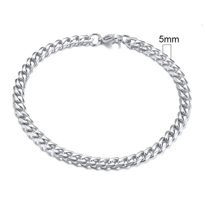Sweet T 52 Wide Curb Cuban Basic 357911mm Chain Link Bracelets for MenWomen Anti Allergy Stainless Steel Wrist Wear Bracelets