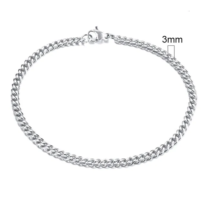 Sweet T 52 Wide Curb Cuban Basic 357911mm Chain Link Bracelets for MenWomen Anti Allergy Stainless Steel Wrist Wear Bracelets