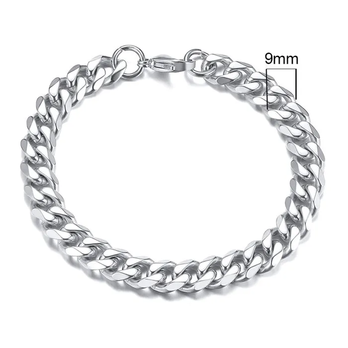 Sweet T 52 Wide Curb Cuban Basic 357911mm Chain Link Bracelets for MenWomen Anti Allergy Stainless Steel Wrist Wear Bracelets