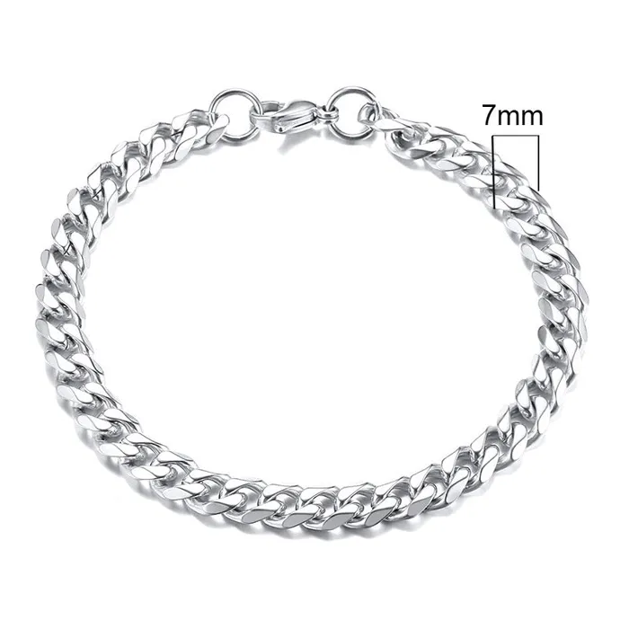 Sweet T 52 Wide Curb Cuban Basic 357911mm Chain Link Bracelets for MenWomen Anti Allergy Stainless Steel Wrist Wear Bracelets