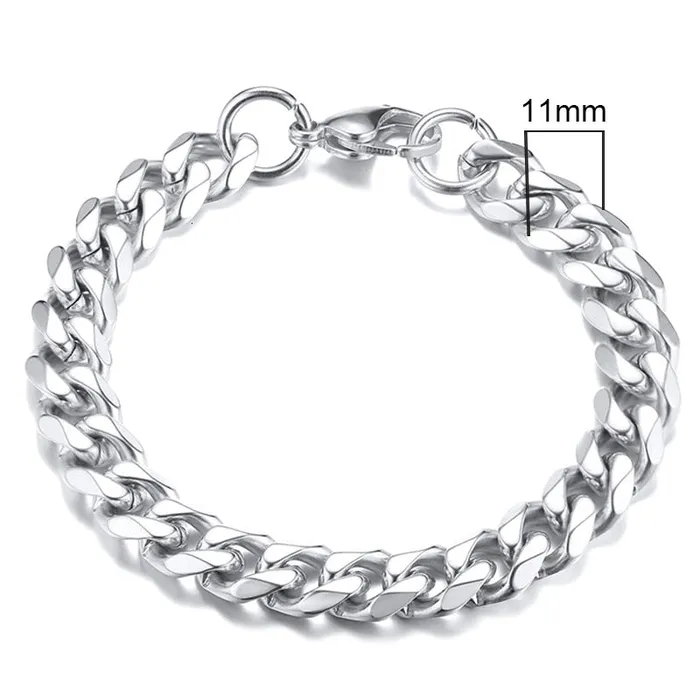 Sweet T 52 Wide Curb Cuban Basic 357911mm Chain Link Bracelets for MenWomen Anti Allergy Stainless Steel Wrist Wear Bracelets