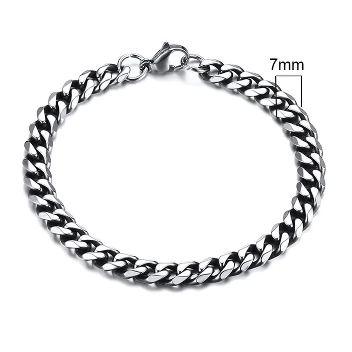 Sweet T 52 Wide Curb Cuban Basic 357911mm Chain Link Bracelets for MenWomen Anti Allergy Stainless Steel Wrist Wear Bracelets