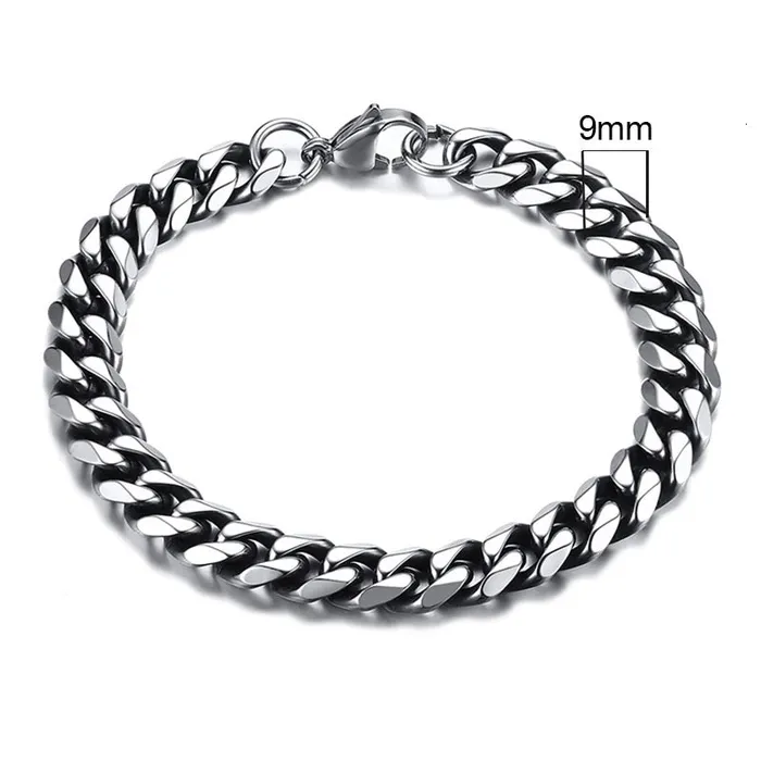 Sweet T 52 Wide Curb Cuban Basic 357911mm Chain Link Bracelets for MenWomen Anti Allergy Stainless Steel Wrist Wear Bracelets