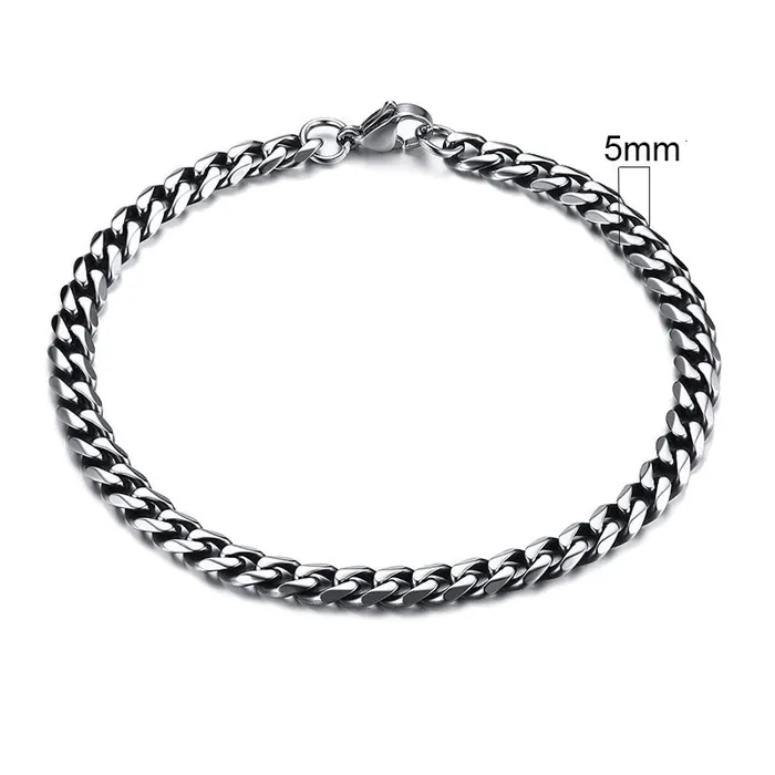 Sweet T 52 Wide Curb Cuban Basic 357911mm Chain Link Bracelets for MenWomen Anti Allergy Stainless Steel Wrist Wear Bracelets