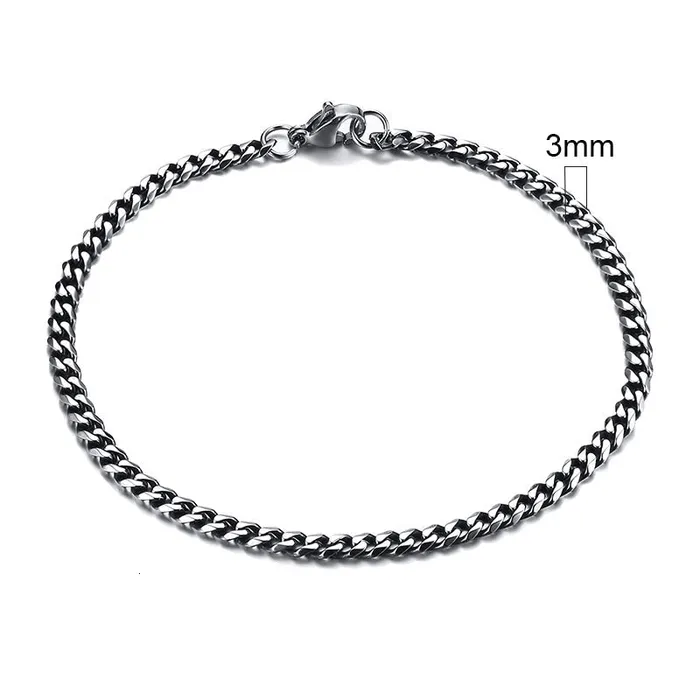 Sweet T 52 Wide Curb Cuban Basic 357911mm Chain Link Bracelets for MenWomen Anti Allergy Stainless Steel Wrist Wear Bracelets