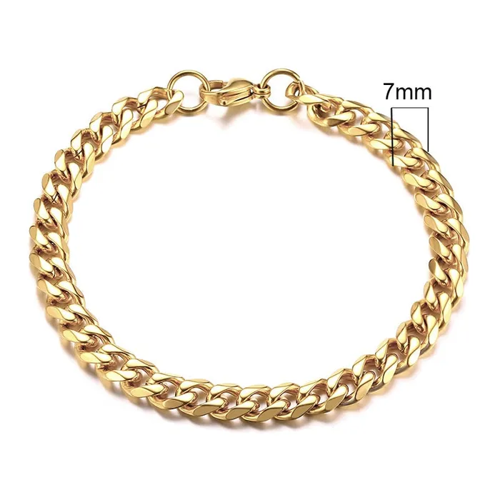 Sweet T 52 Wide Curb Cuban Basic 357911mm Chain Link Bracelets for MenWomen Anti Allergy Stainless Steel Wrist Wear Bracelets